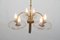 Art Deco Brass Wood and Glass Chandelier, 1940s, Image 4