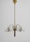 Lámpara de araña Art Déco de madera y vidrio de latón, años 40, Imagen 6