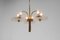 Art Deco Brass Wood and Glass Chandelier, 1940s 12
