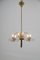 Art Deco Brass Wood and Glass Chandelier, 1940s 11