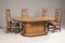 Art Deco Octagonal Cherry Wood Table with Black Borders and Brass Details, 1930s 7