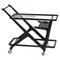 Black Wood and Glass Shelves Cart attributed to Cesare Lacca for Cassina, 1950s 1