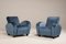 Art Deco Blue Velvet Armchairs, 1940s, Set of 2 3