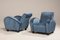 Art Deco Blue Velvet Armchairs, 1940s, Set of 2 6