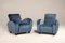 Art Deco Blue Velvet Armchairs, 1940s, Set of 2 2