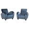 Art Deco Blue Velvet Armchairs, 1940s, Set of 2 1