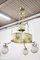 Art Deco Brass and Glass Bowls Chandelier, 1930s, Image 2