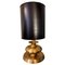 Gilt Brass Black Cylindrical Lampshade Table Lamp, 1970s 1