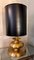Gilt Brass Black Cylindrical Lampshade Table Lamp, 1970s 2