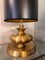 Gilt Brass Black Cylindrical Lampshade Table Lamp, 1970s 4