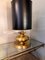 Gilt Brass Black Cylindrical Lampshade Table Lamp, 1970s 3