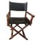 Directors Chair in Wood and Black Leather by McGuire, 1960s, Image 1