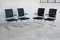 Technical Chromed Steel Desk Armchairs with Black Upholstery, 1980s, Set of 8 2