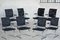 Technical Chromed Steel Desk Armchairs with Black Upholstery, 1980s, Set of 8, Image 16