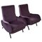 Reclining Chairs in Purple Velvet, 1970s, Set of 2 1