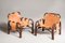 Vintage Wood and Leather Armchairs attributed to Tito Agnoli, 1970, Set of 2 14