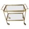 Vintage Two Shelves Trolley in Brass and Crystal, 1940s 4