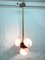 Lampe à Suspension Mid-Century en Verre, Bois et Laiton, 1960s 8