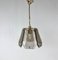 French Brass and Smoked Glass Hall Pendant Light, 1970s 1