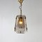 French Brass and Smoked Glass Pendant Lamp, 1970s 6