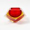 Diamond-Shaped Murano Faceted Glass Sommerso Ashtray attributed to Flavio Poli for Seguso, Italy, 1960s 1