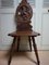19th Century Swiss Black Forest Hand Carved Oak Side Chair with Standing Lion 1