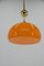 Orange Glass and Brass Pendant, 1980s 5