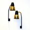 Norwegian Brass and Black Metal Wall Lamp by Ra-Gla, 1960s, Set of 2 2