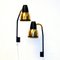 Norwegian Brass and Black Metal Wall Lamp by Ra-Gla, 1960s, Set of 2, Image 2