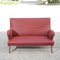 Red Faux Leather Sofa with Flared Wooden Feet, 1950s 4