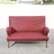 Red Faux Leather Sofa with Flared Wooden Feet, 1950s, Image 4