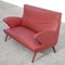 Red Faux Leather Sofa with Flared Wooden Feet, 1950s, Image 1