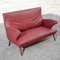 Red Faux Leather Sofa with Flared Wooden Feet, 1950s 7