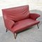 Red Faux Leather Sofa with Flared Wooden Feet, 1950s, Image 7