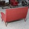 Red Faux Leather Sofa with Flared Wooden Feet, 1950s 5