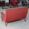 Red Faux Leather Sofa with Flared Wooden Feet, 1950s, Image 5