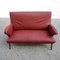 Red Faux Leather Sofa with Flared Wooden Feet, 1950s 2