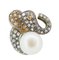 Boucles d'Oreilles en Or Rose 18 Kt et Argent avec Perles et Diamants, 1960s 2