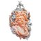 Rose Gold and Silver Brooch with Coral and Rubies, 1950s, Image 1