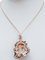 Rose Gold and Silver Pendant with Coral and Emeralds, 1950s 4