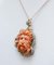 Rose Gold and Silver Pendant with Coral and Emeralds, 1950s 3