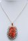 14 Karat Rose Gold and Silver Pendant with Coral and Diamonds, 1950s, Image 2