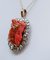 14 Karat Rose Gold and Silver Pendant with Coral and Diamonds, 1950s 3