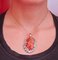 14 Karat Rose Gold and Silver Pendant with Coral and Diamonds, 1950s 6