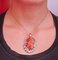 Pendente in oro rosa a 14 carati e argento con corallo e diamanti, anni '50, Immagine 6