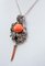 Rose Gold and Silver Pendant with Coral and Sapphires, 1960s, Image 3