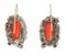 14 Karat Rose Gold and Silver Earrings with Coral and Sapphires, 1950s, Set of 2 5