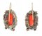 14 Karat Rose Gold and Silver Earrings with Coral and Sapphires, 1950s, Set of 2, Image 5