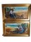 Marine Landscapes with Fishermen, 1920s, Oil on Canvas Paintings, Framed, Set of 2 2