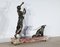 Figurine Art Déco avec Chiens, Début des Années 1900, Sculpture en Regula & Marbre 2